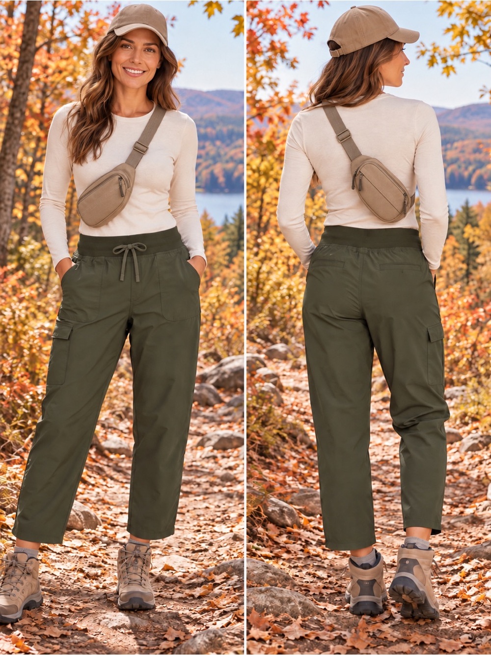 Eddie Bauer Olive Utility Cargo Ankle Pants